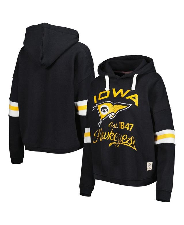 Womens Pressbox Black Iowa Hawkeyes Super Pennant Pullover Hoodie Product Image