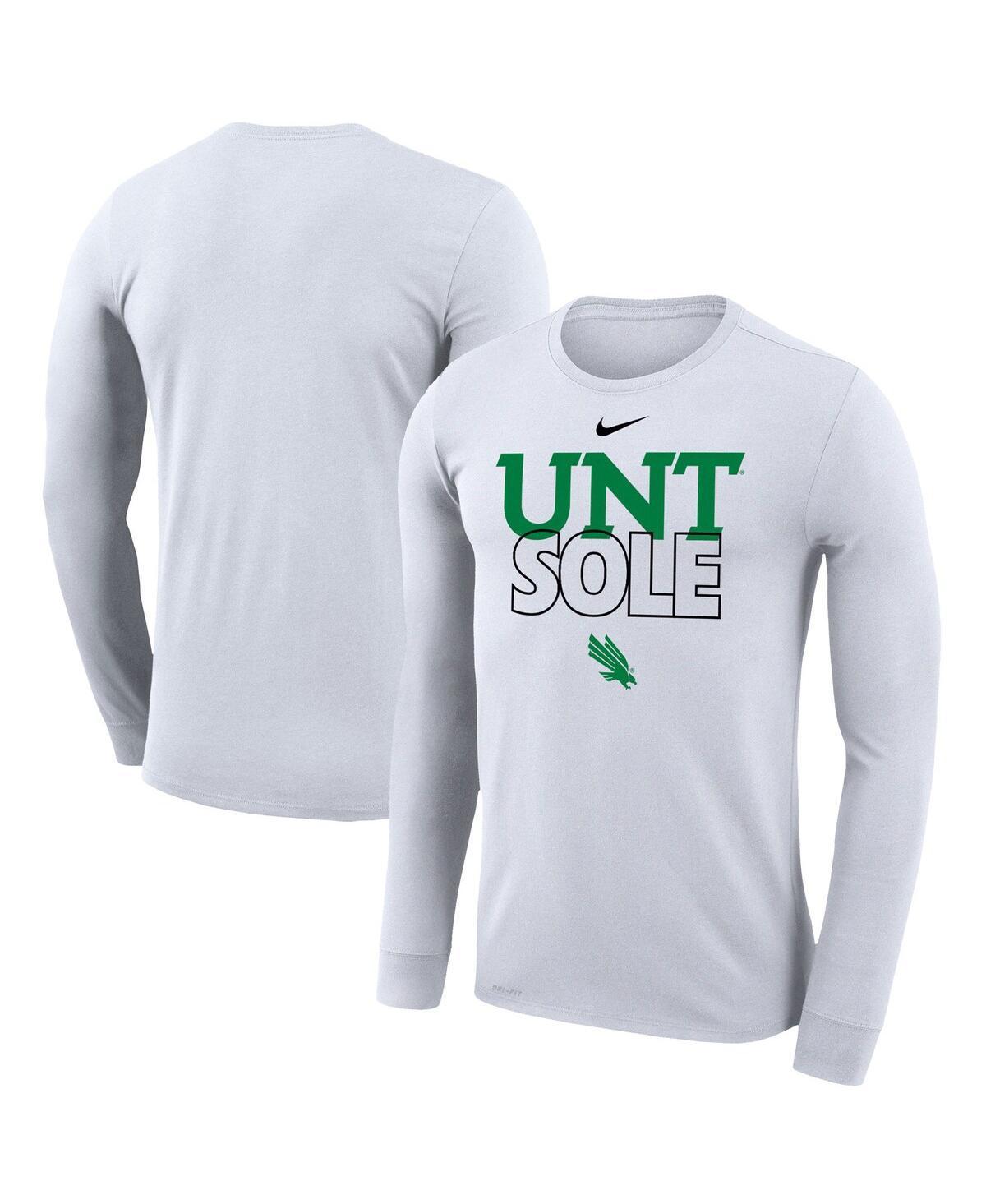 Nike White North Texas Mean Green 2023 On Court Bench Long Sleeve T-Shirt, Mens Product Image