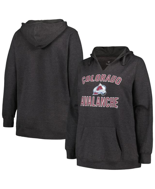 Womens Profile Heather Charcoal Colorado Avalanche Plus Size Arch Over Logo Pullover Hoodie Product Image