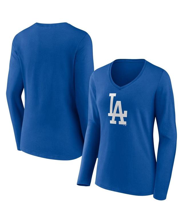 Womens Fanatics Royal Los Angeles Dodgers Official Logo V-Neck Long Sleeve T-shirt Product Image