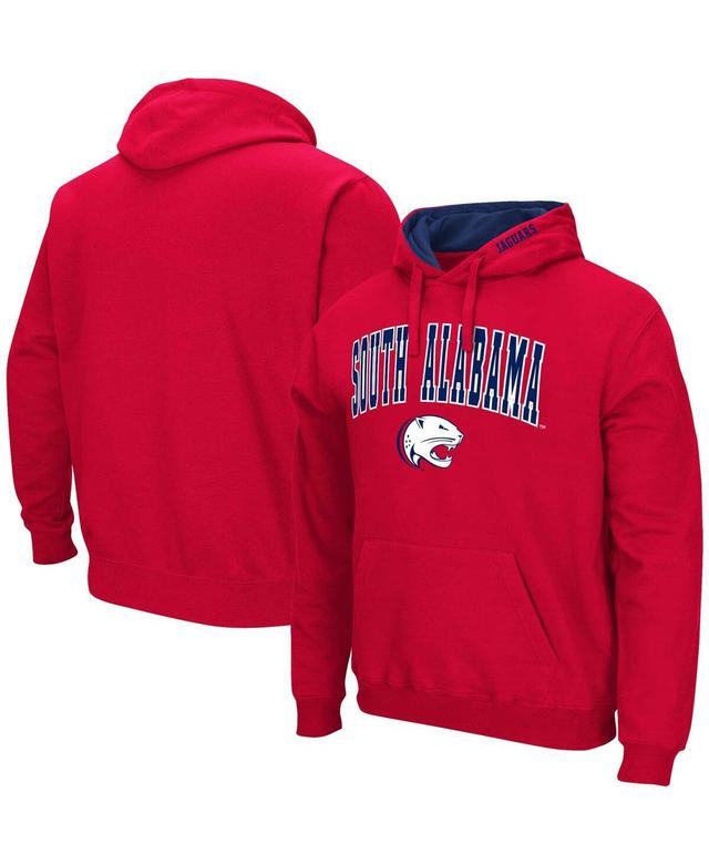 Mens Colosseum Red South Alabama Jaguars Arch & Logo Pullover Hoodie Product Image