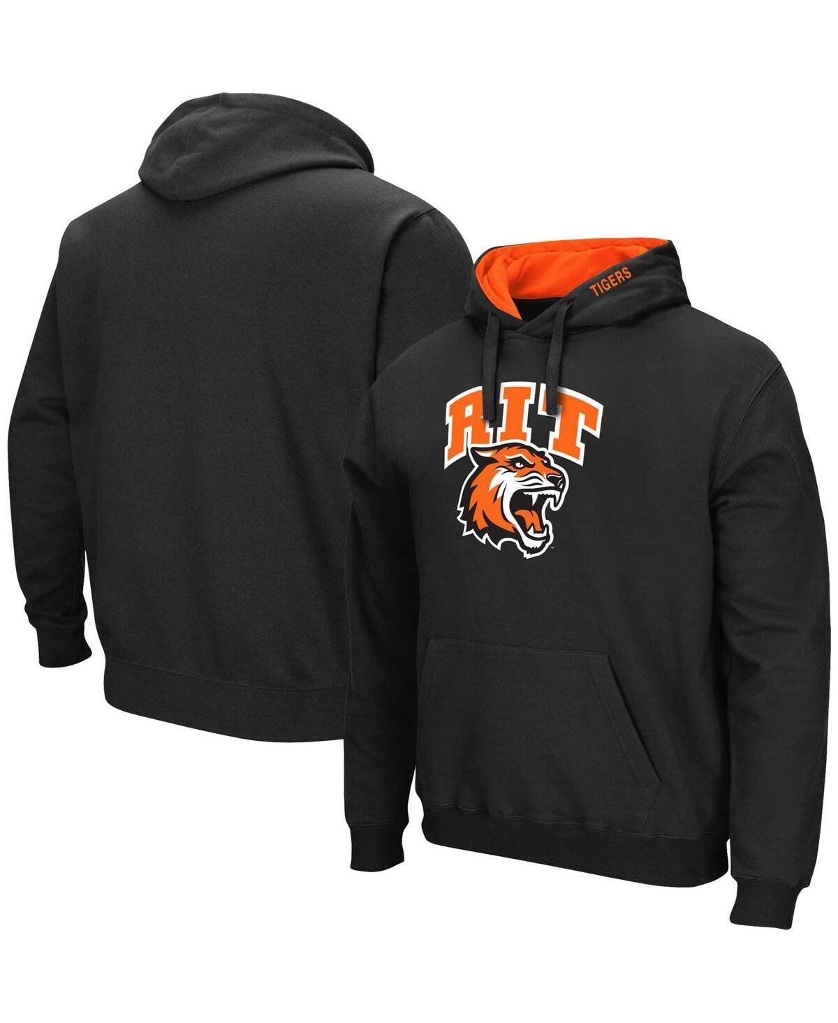 Mens Colosseum Black Rochester Institute of Technology Tigers Arch & Logo Pullover Hoodie Product Image