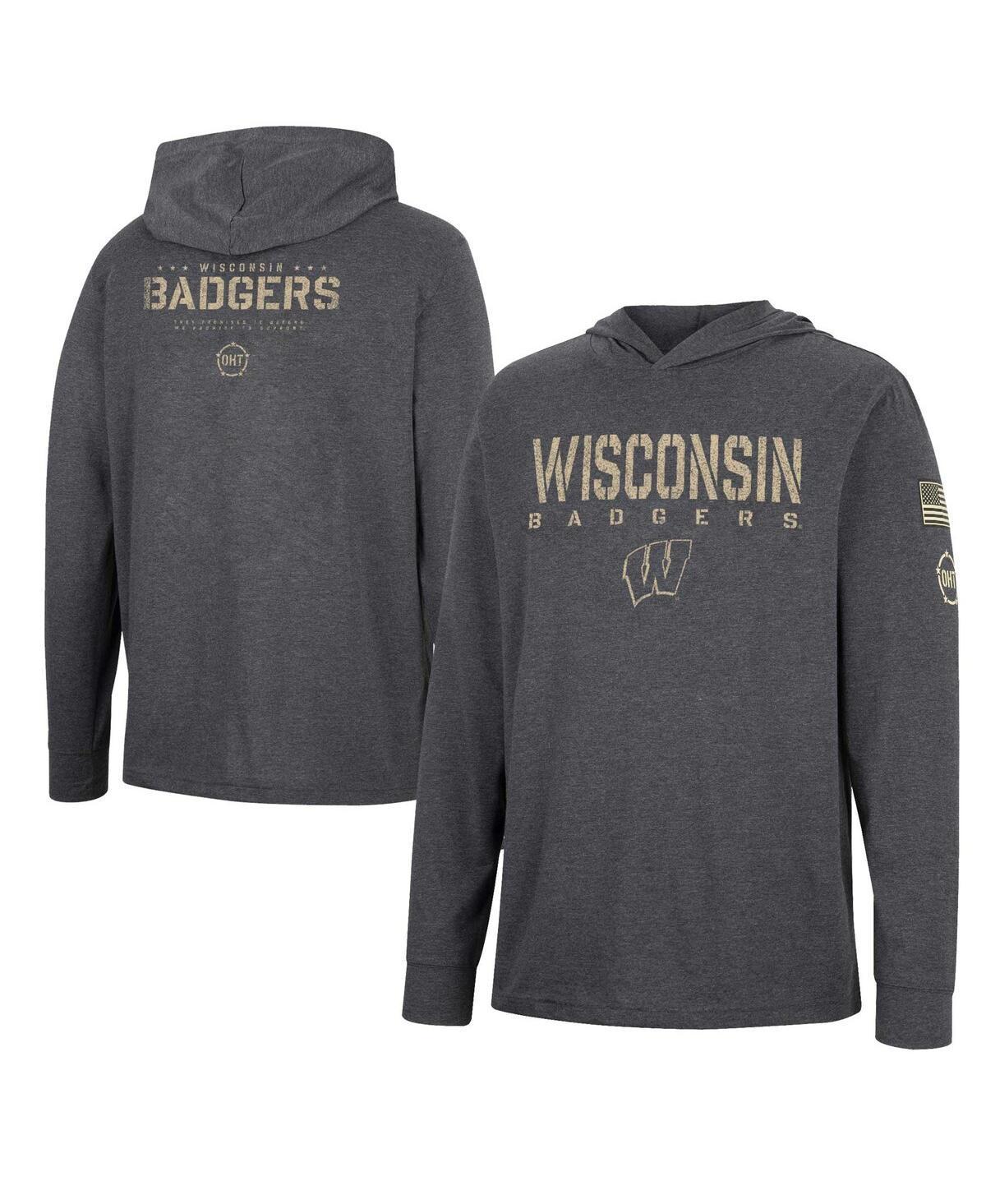 Mens Colosseum Charcoal Wisconsin Badgers Team Oht Military-Inspired Appreciation Hoodie Long Sleeve T-shirt Product Image