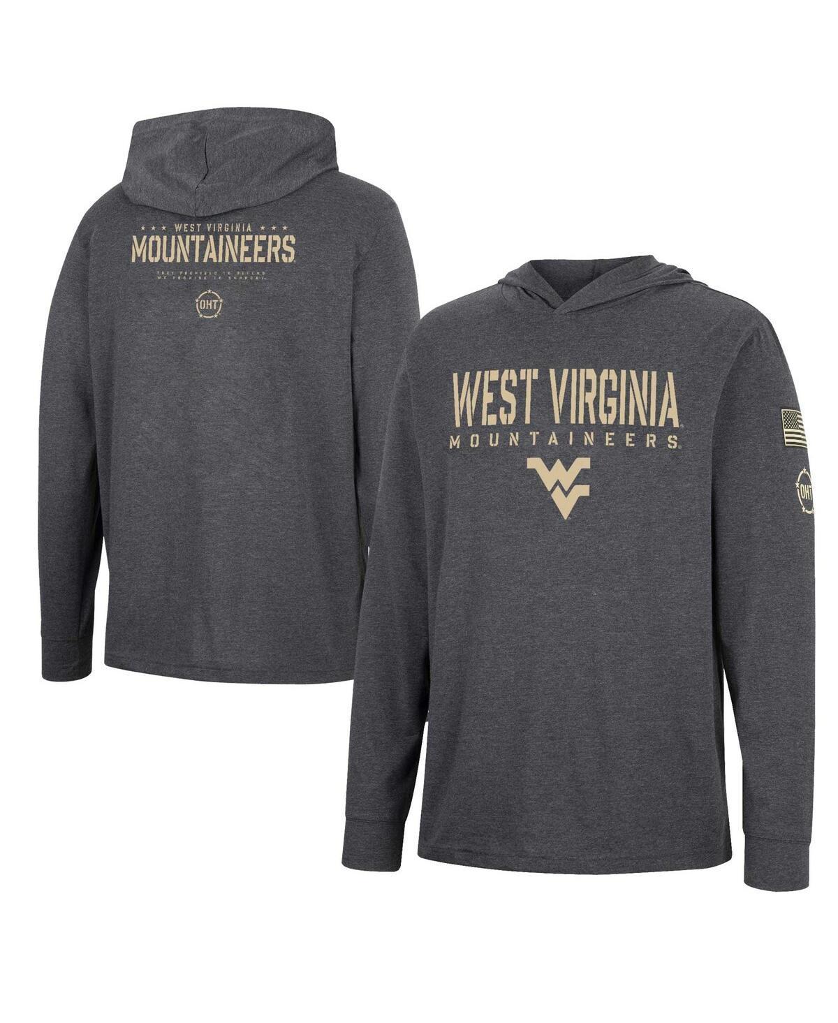 Mens Colosseum Charcoal West Virginia Mountaineers Team OHT Military Appreciation Hoodie Long Sleeve T-Shirt Black Product Image