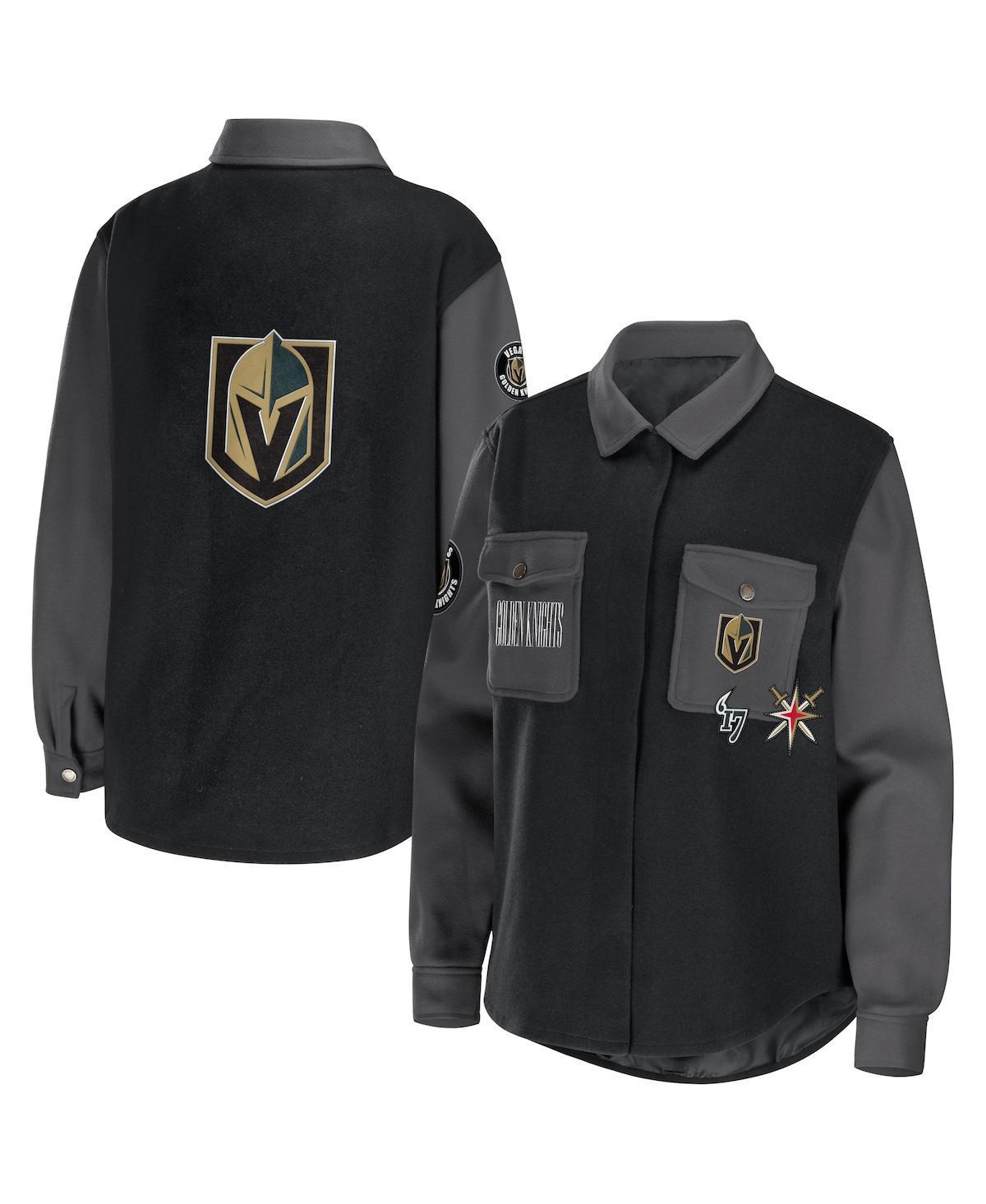 Womens WEAR by Erin Andrews Black/Gray Vegas Golden Knights Colorblock Button-Up Shirt Jacket Product Image