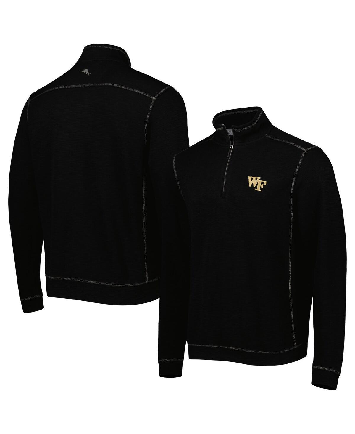 Mens Tommy Bahama Black Wake Forest Demon Deacons Tobago Bay Tri-Blend Half-Zip Pullover Product Image