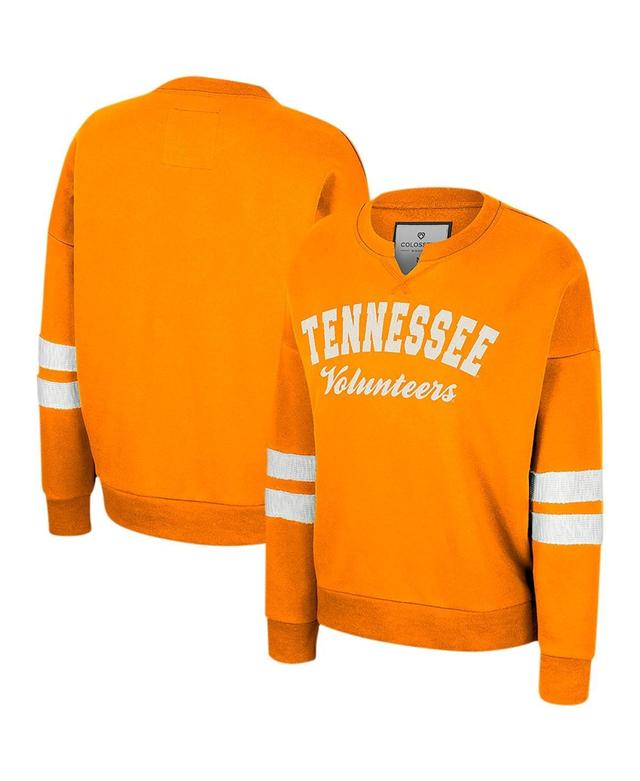 Womens Colosseum Tennessee Orange Distressed Tennessee Volunteers Perfect DateNotch Neck Pullover Sweatshirt Product Image