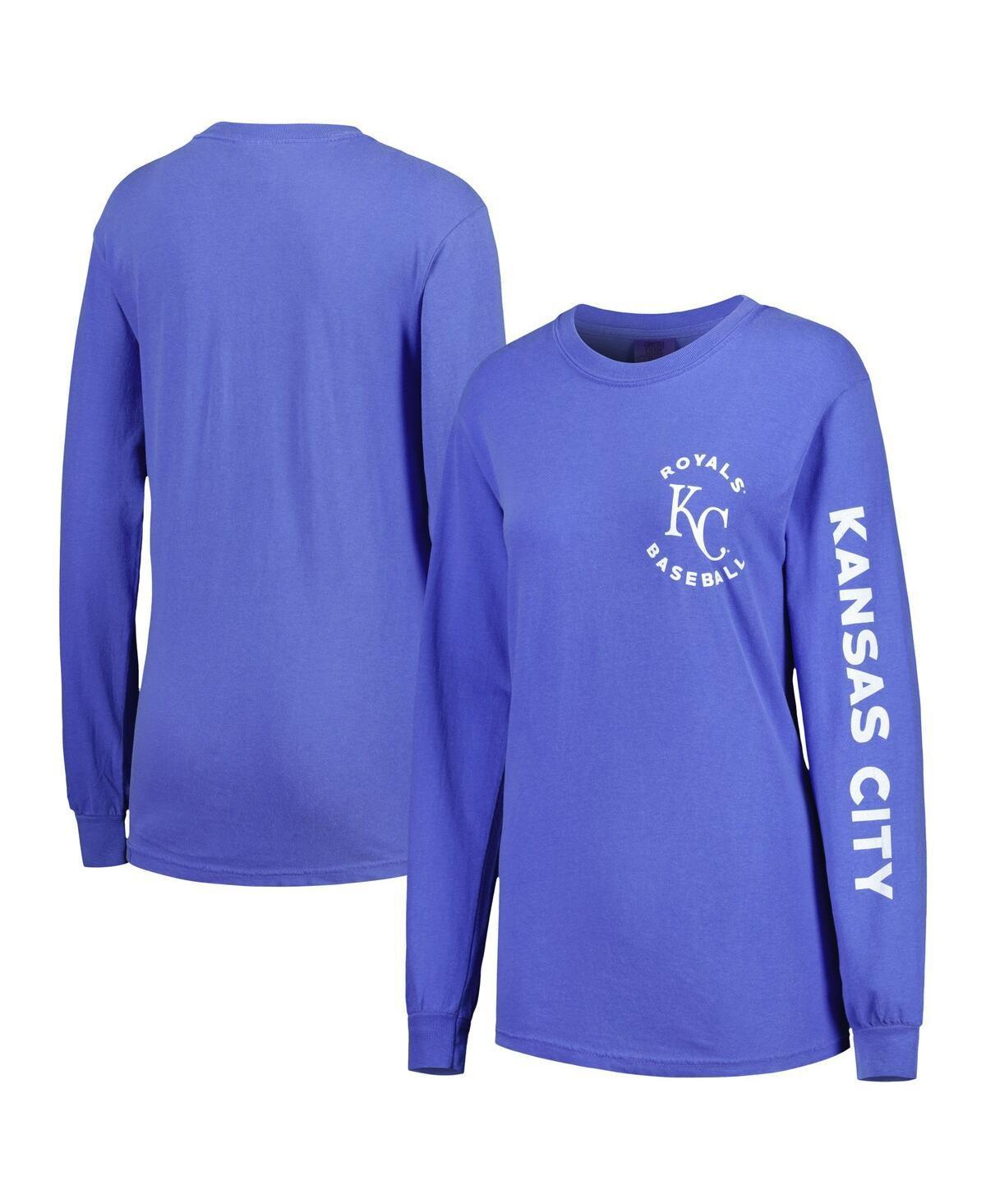 Womens Soft as a Grape Royal Kansas City Royals Team Pigment Dye Long Sleeve T-Shirt Product Image