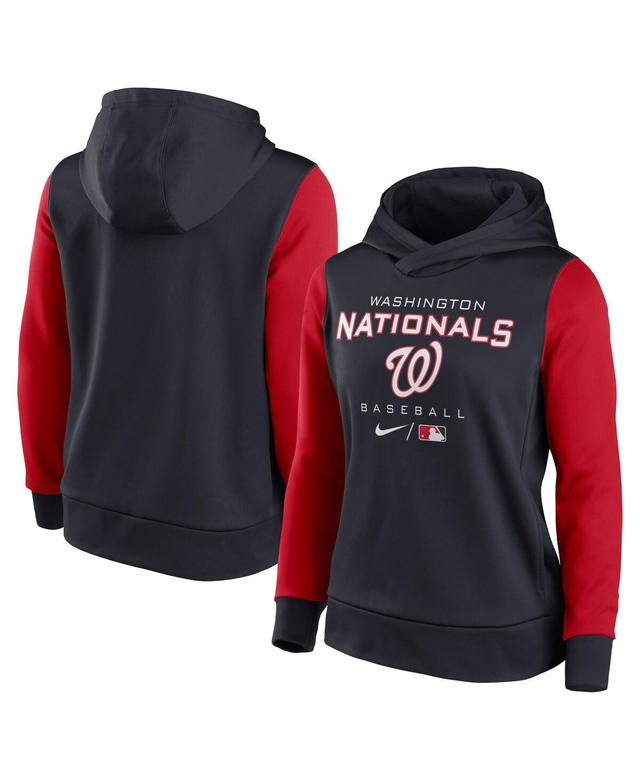 Womens Nike Navy and Red Washington Nationals Authentic Collection Pullover Hoodie - Navy Product Image