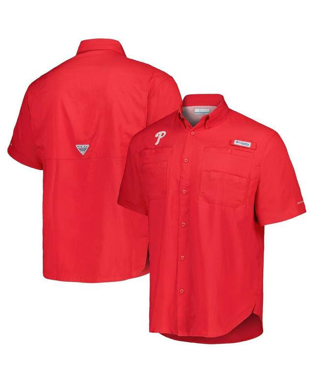 Columbia Mens Red Philadelphia Phillies Tamiami Omni-Shade Button-Down Shirt Product Image