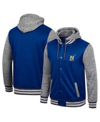 Mens Colosseum Midshipmen Robinson Hoodie Full-Snap Jacket Blue Product Image