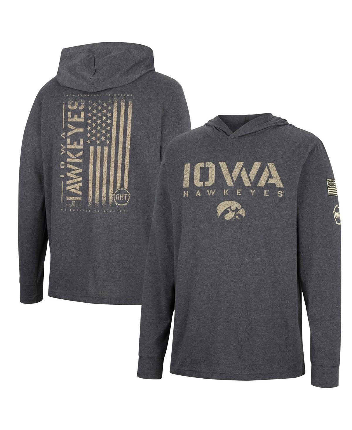 Mens Colosseum Charcoal Iowa Hawkeyes Team OHT Military Appreciation Hoodie Long Sleeve T-Shirt Product Image