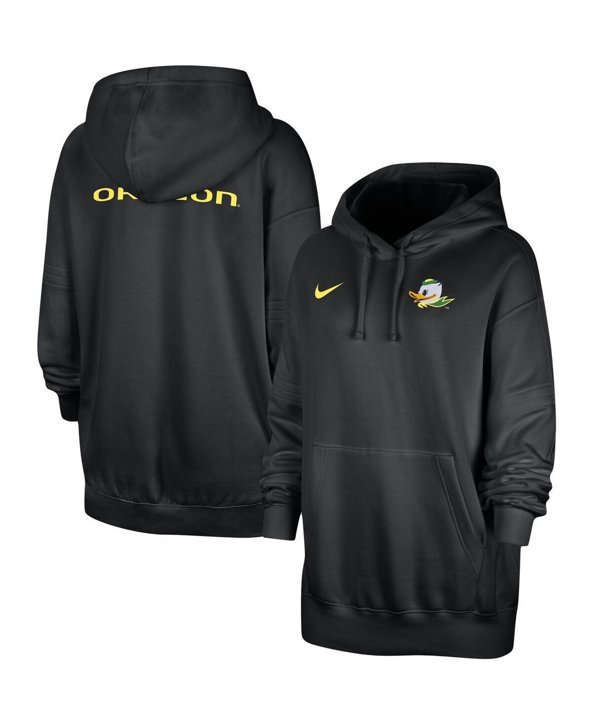 Womens Nike Black Oregon Ducks Sideline Two-Hit Club Fleece Pullover Hoodie Product Image