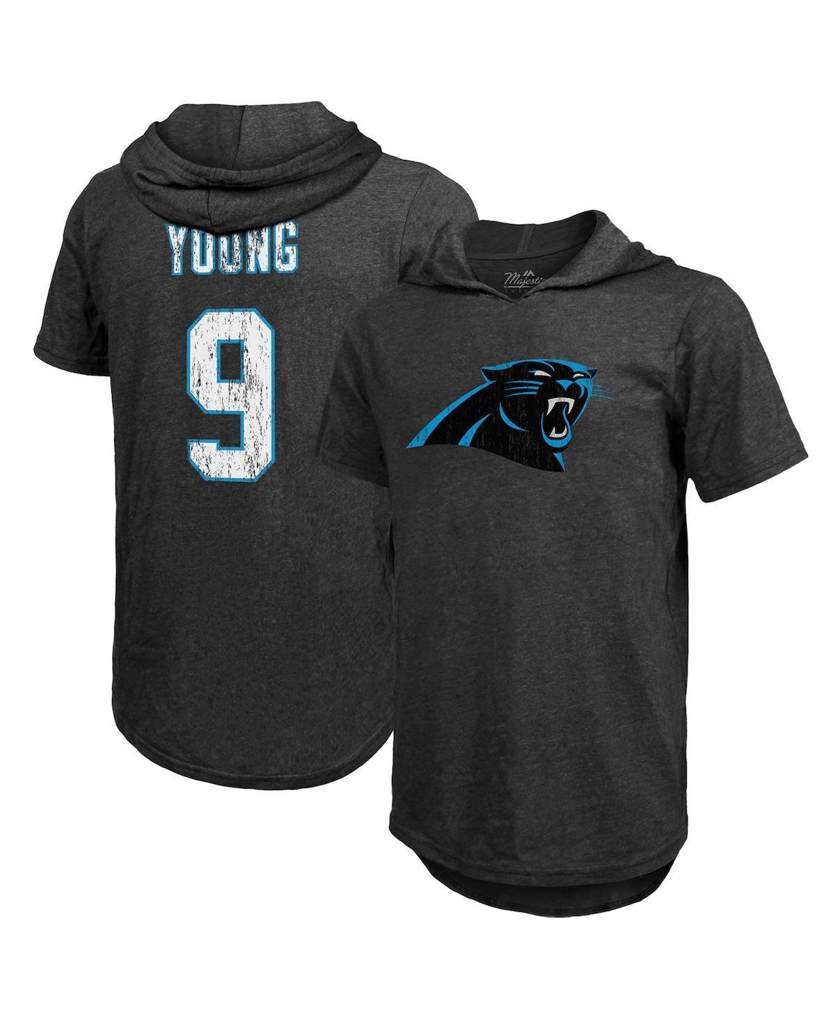 Mens Majestic Threads Bryce Young Carolina Panthers Player Name & Number Tri-Blend Slim Fit Hoodie T-Shirt Product Image