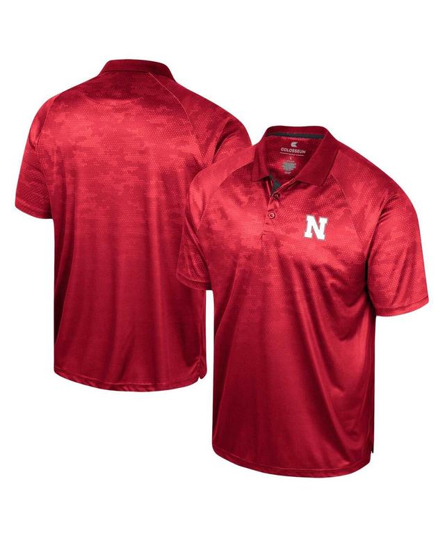 Mens Colosseum Scarlet Nebraska Huskers Honeycomb Raglan Polo Product Image