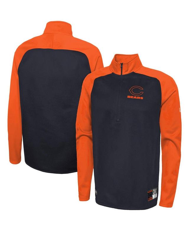 Mens New Era Navy Chicago Bears Combine Authentic O-Line Raglan Half-Zip Jacket Product Image