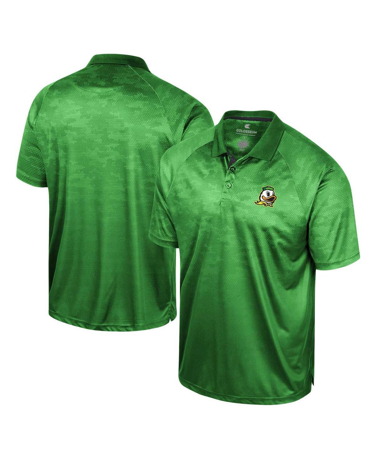 Mens Colosseum Green Oregon Ducks Honeycomb Raglan Polo Shirt Product Image