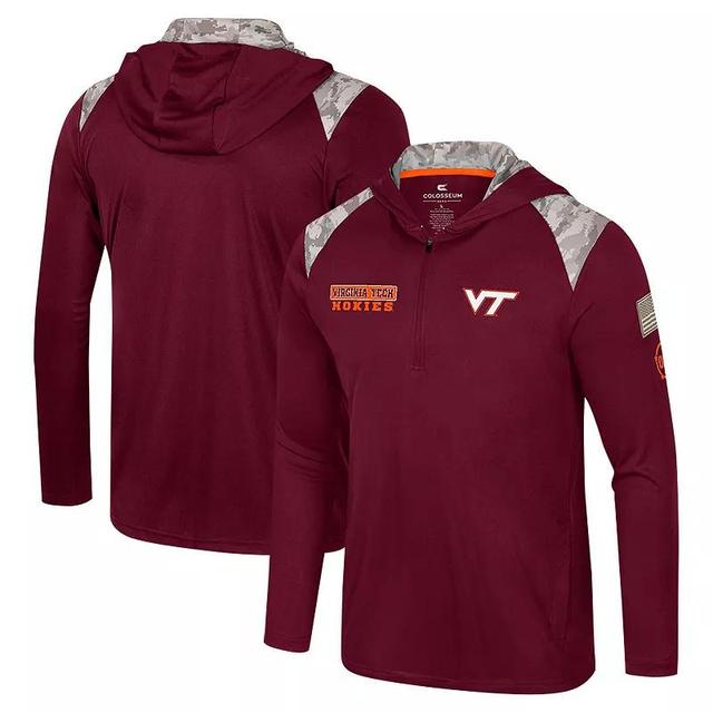 Mens Colosseum Maroon Virginia Tech Hokies OHT Military Appreciation Quarter-Zip Hoodie Jacket Product Image