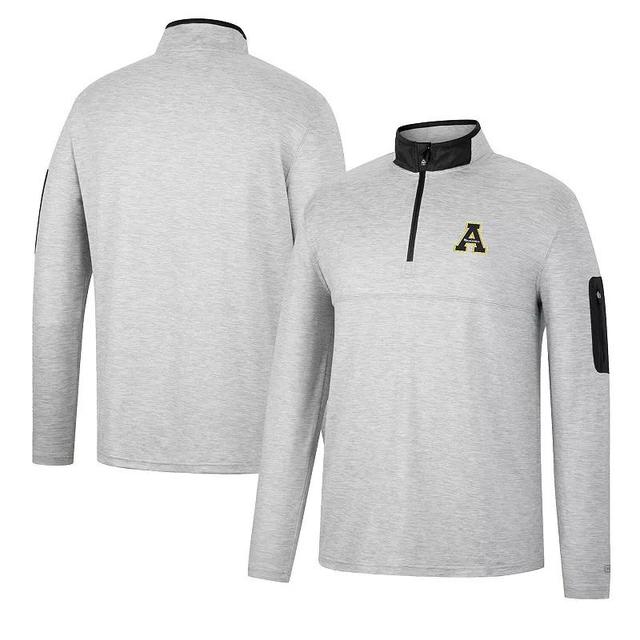 Mens Colosseum Heathered Gray/Black Appalachian State Mountaineers Country Club Windshirt Quarter-Zip Jacket Product Image