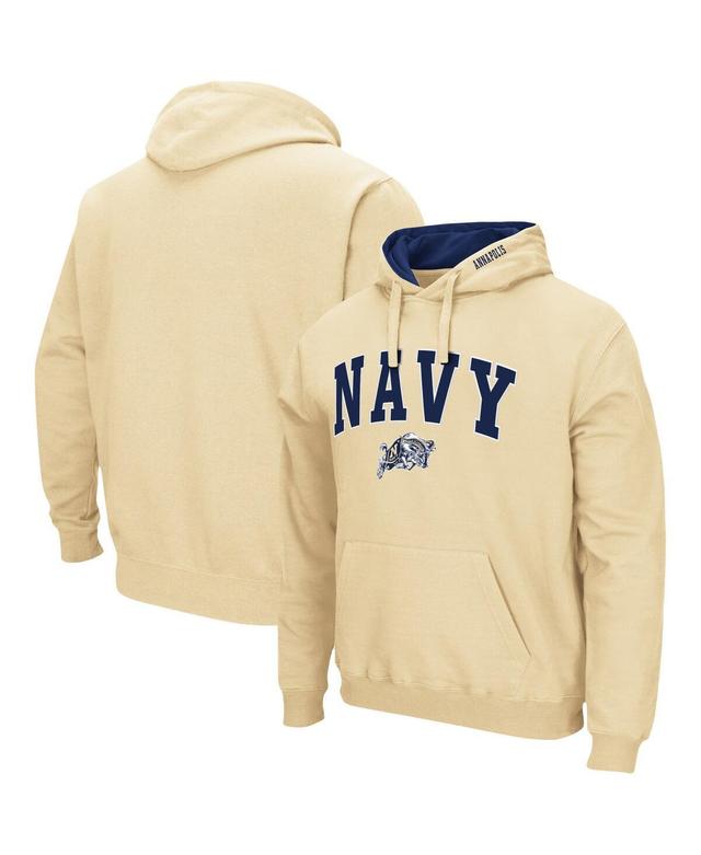 Mens Colosseum Gold Navy Midshipmen Arch & Logo 3.0 Pullover Hoodie Product Image