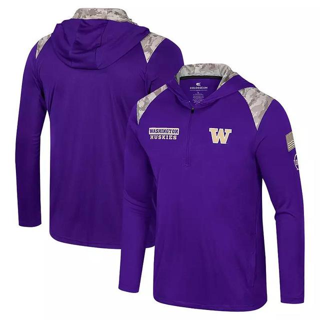 Mens Colosseum Washington Huskies OHT Military Appreciation Quarter-Zip Hoodie Jacket Product Image