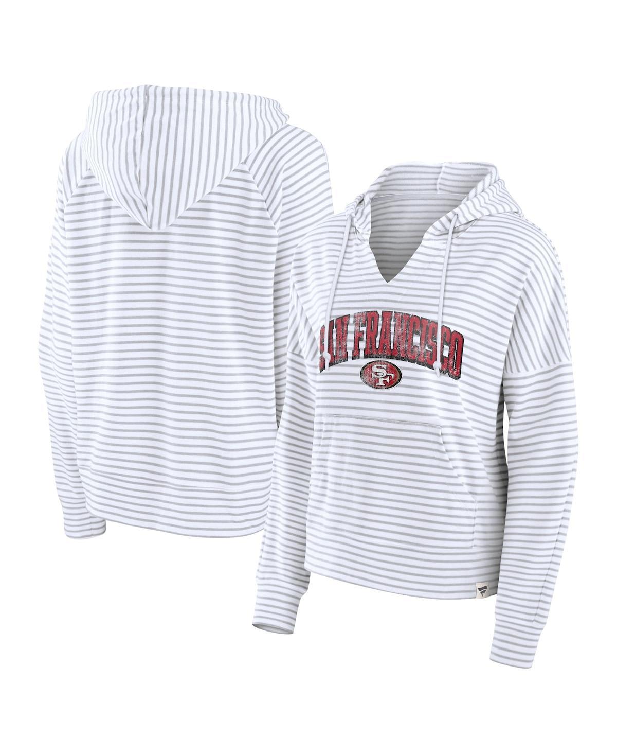 Fanatics Womens San Francisco Giants Striped Fundamentals Notch Neck Pullover Hoodie - White Product Image