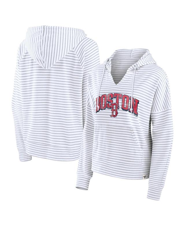 Fanatics Womens White Houston Astros Striped Fundamentals Notch Neck Pullover Hoodie - White Product Image