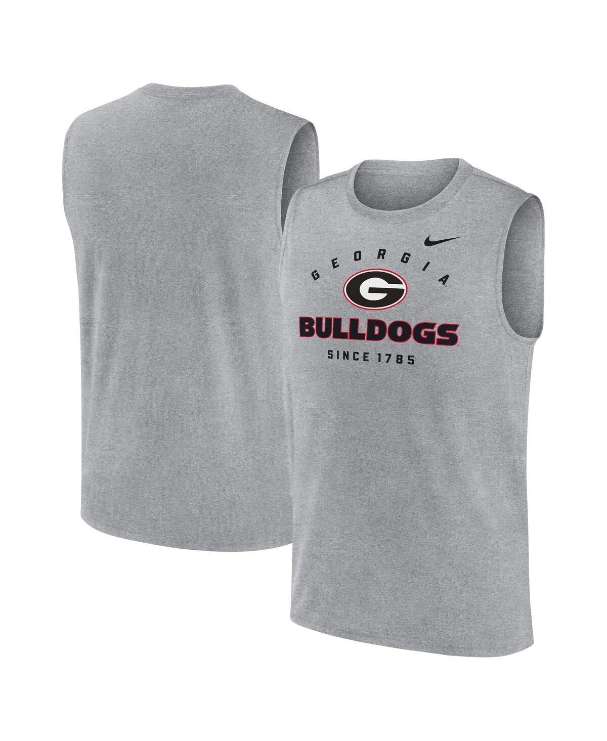 Mens Nike Heather Gray Georgia Bulldogs Primetime Legend Lock Up Performance Muscle Tank Top Product Image