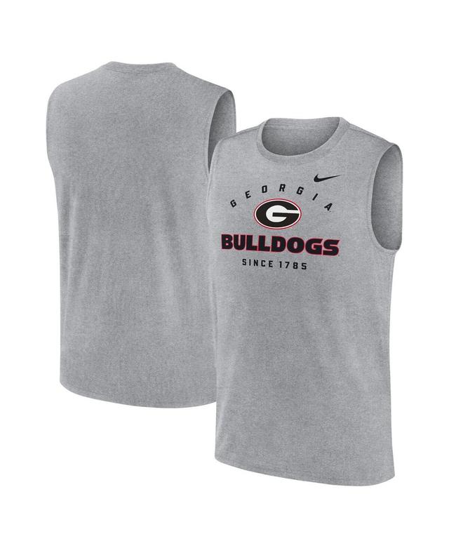 Mens Nike Heather Gray Georgia Bulldogs Primetime Legend Lock Up Performance Muscle Tank Top Product Image