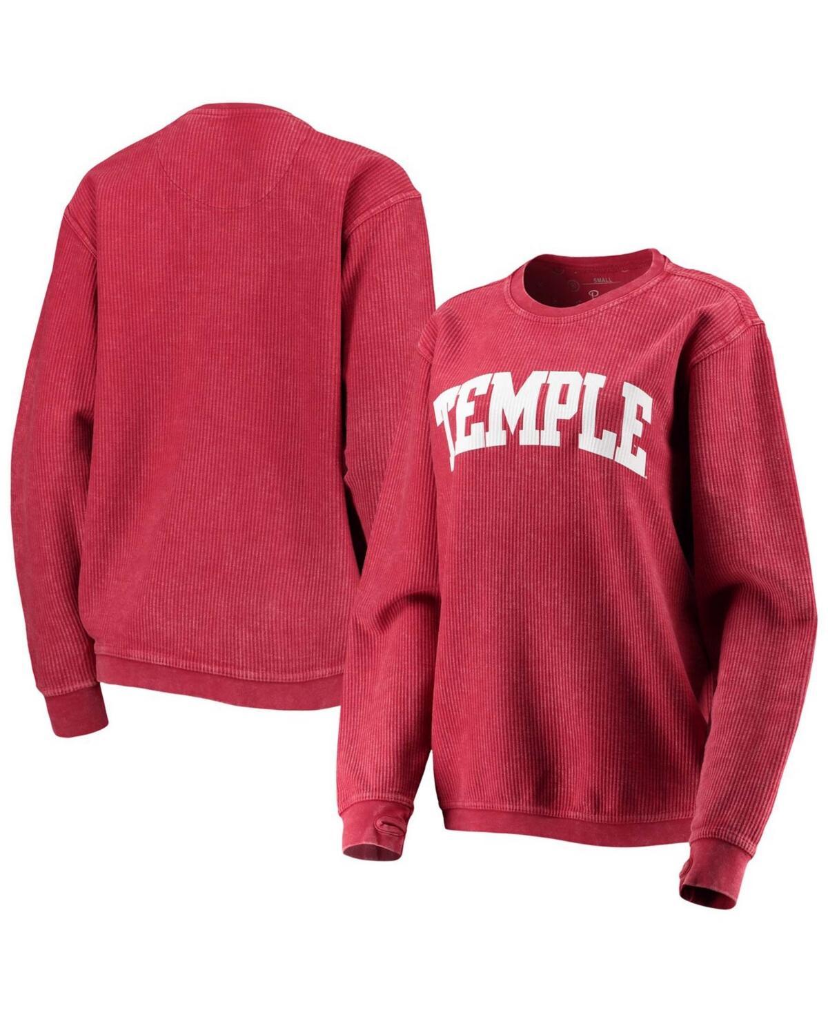 Womens Pressbox Crimson Temple Owls Comfy Cord Vintage Wash Basic Arch Pullover Sweatshirt Product Image