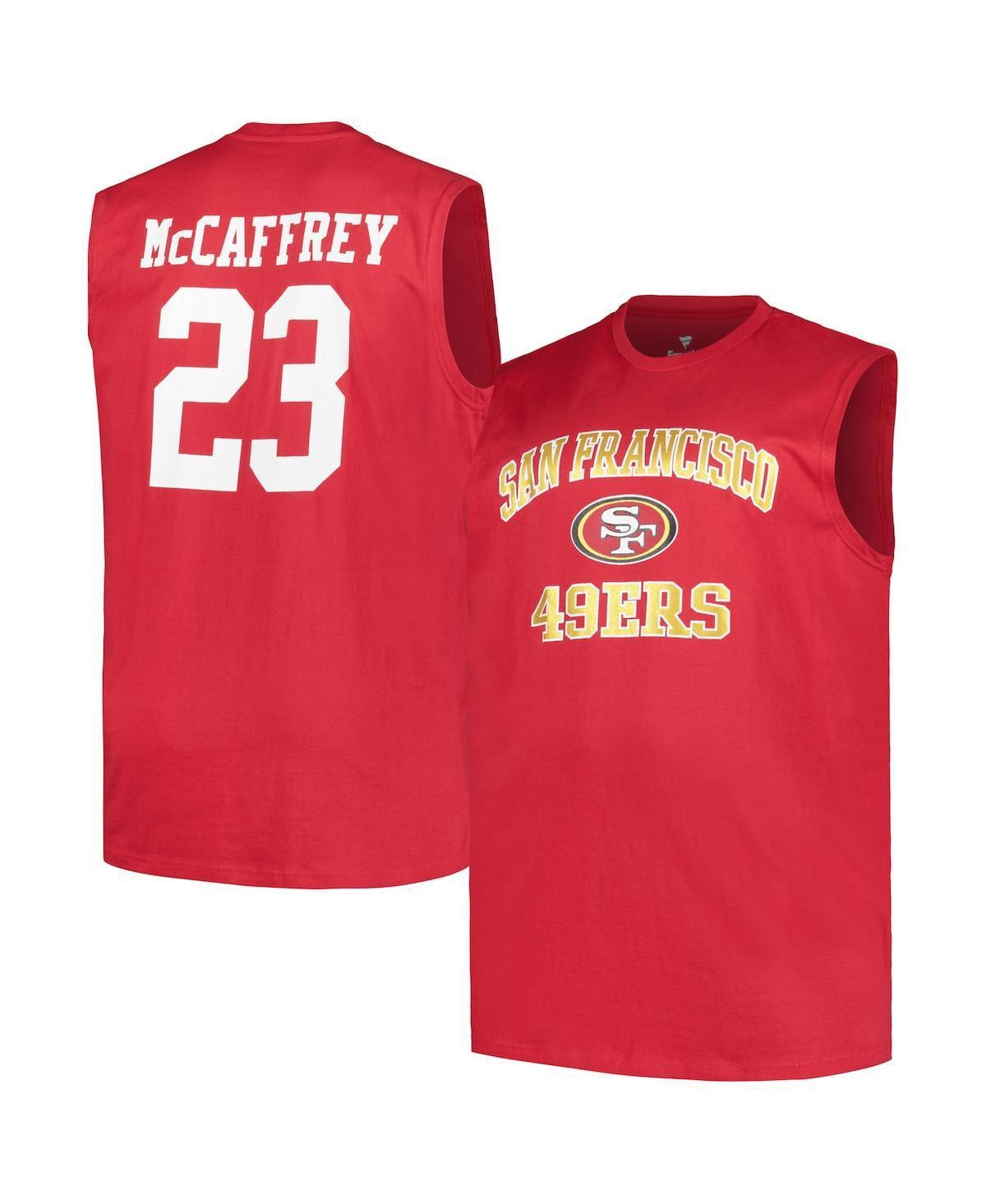 Fanatics Mens Christian McCaffrey Scarlet San Francisco 49ers Big Tall Muscle Tank Top Product Image