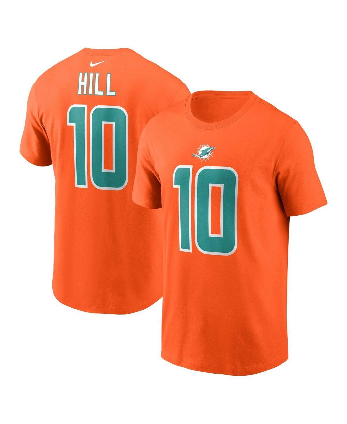 Mens Nike Tyreek Hill Orange Miami Dolphins Player Name and Number T-shirt Product Image