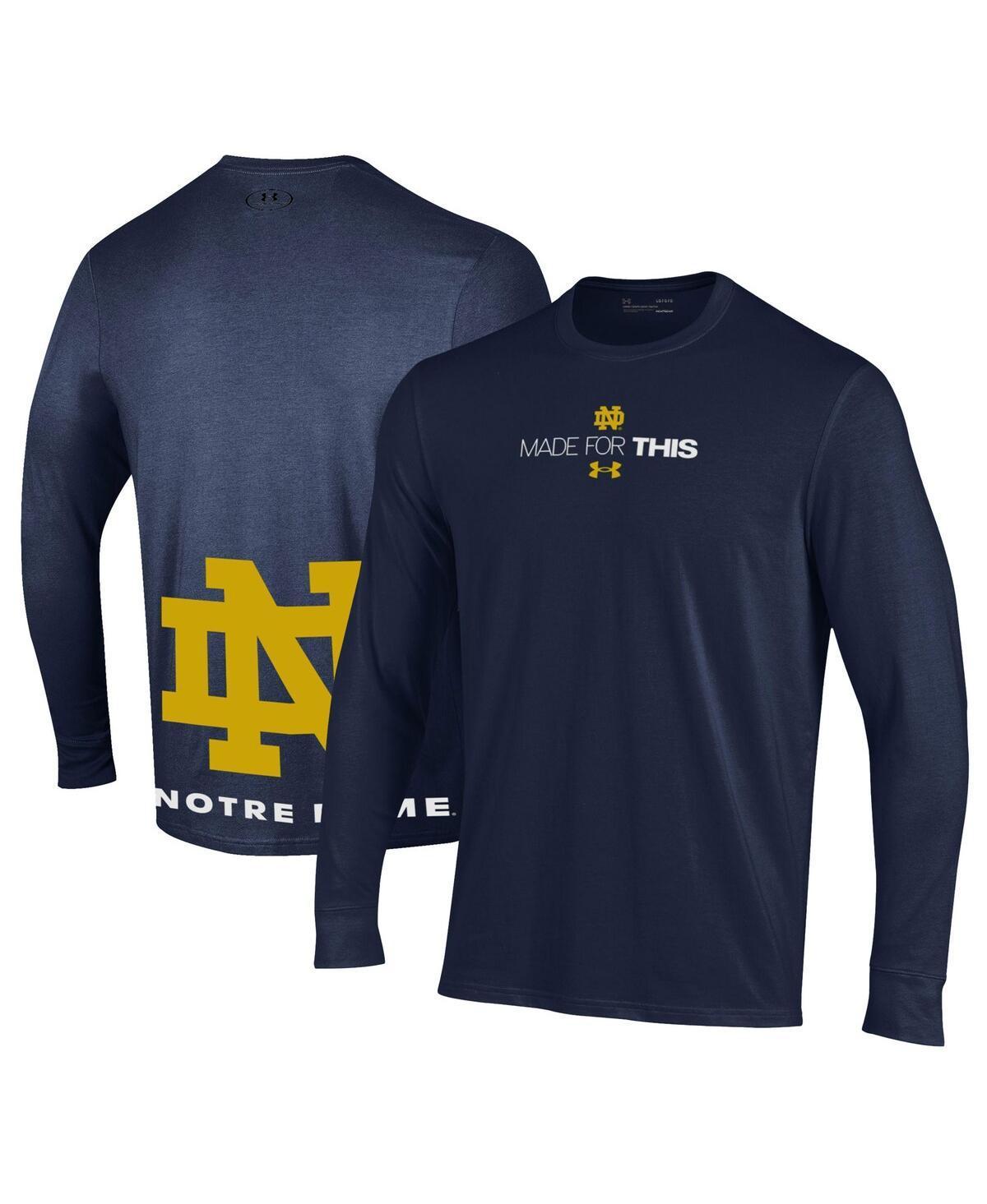 Mens and Womens Under Armour Navy Notre Dame Fighting Irish 2024 On-Court Bench Unity Performance Long Sleeve T-shirt Product Image