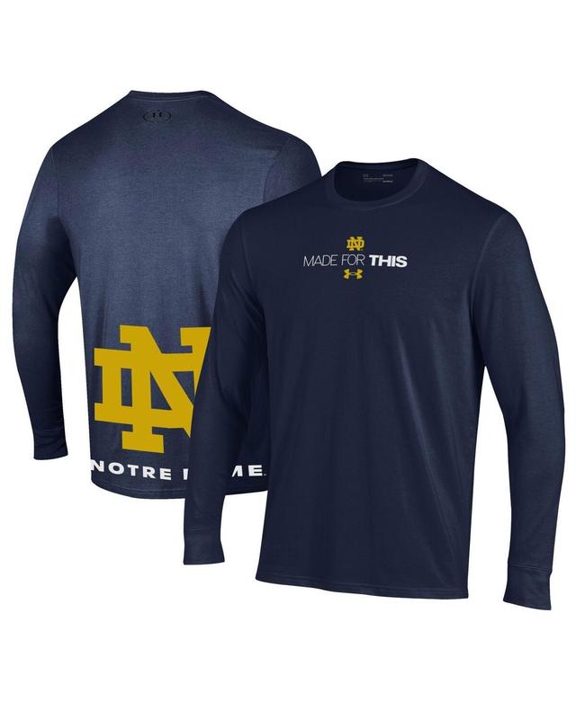 Mens Under Armour Notre Dame Fighting Irish 2024 On-Court Bench Unity Performance Long Sleeve Tee Blue Product Image