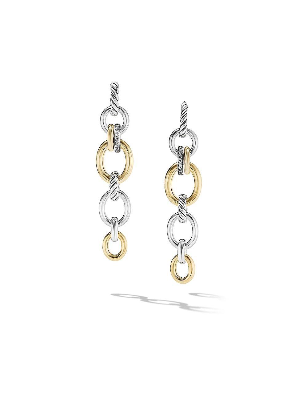 Womens DY Mercer Linked Drop Earrings In Sterling Silver, 18K Yellow Gold And Pav Diamonds Product Image