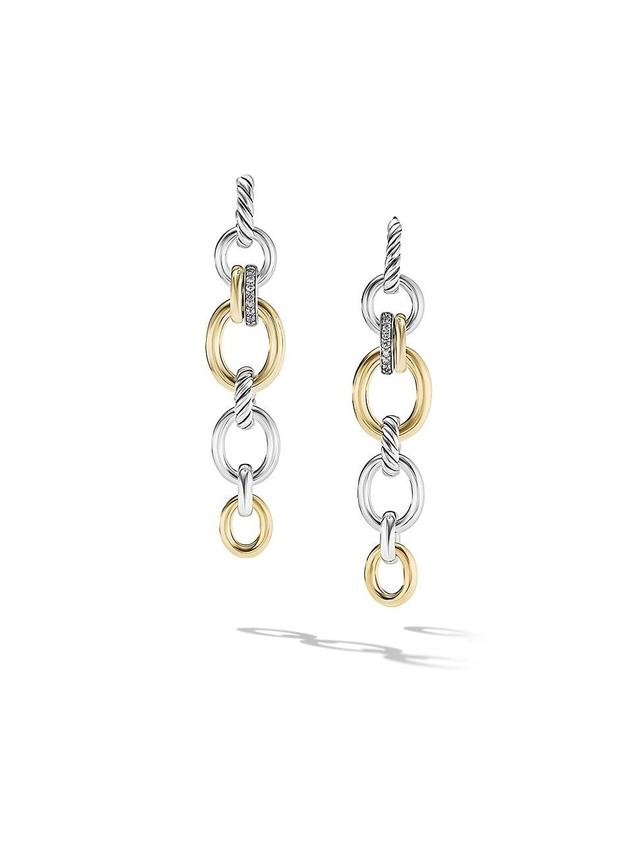 Womens DY Mercer Linked Drop Earrings In Sterling Silver, 18K Yellow Gold And Pav Diamonds Product Image