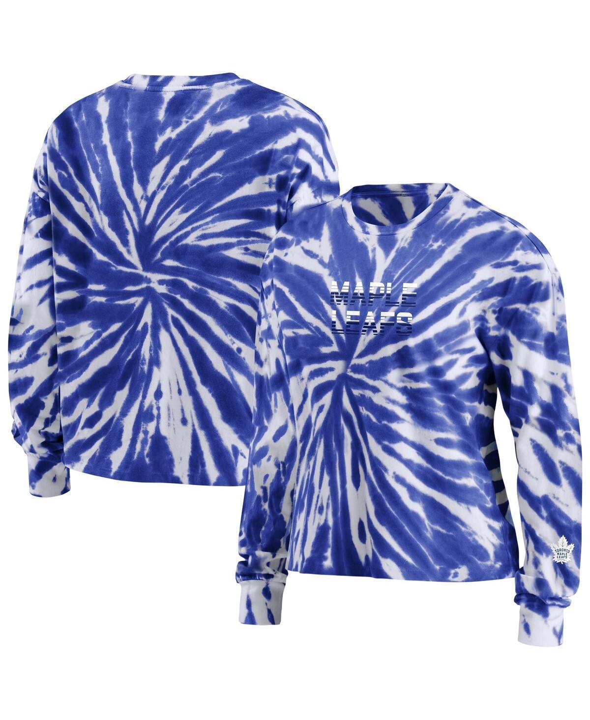 Womens WEAR by Erin Andrews Blue Toronto Maple Leafs Tie-Dye Long Sleeve T-Shirt Product Image