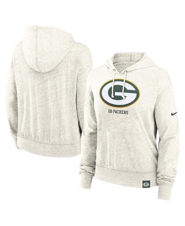 Nike Womens Cream Green Bay Packers Gym vintage-like Logo Pullover Hoodie Product Image