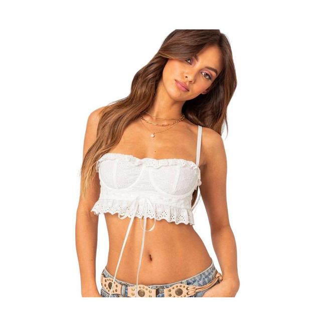 Womens Mandy cropped cotton lace corset top Product Image