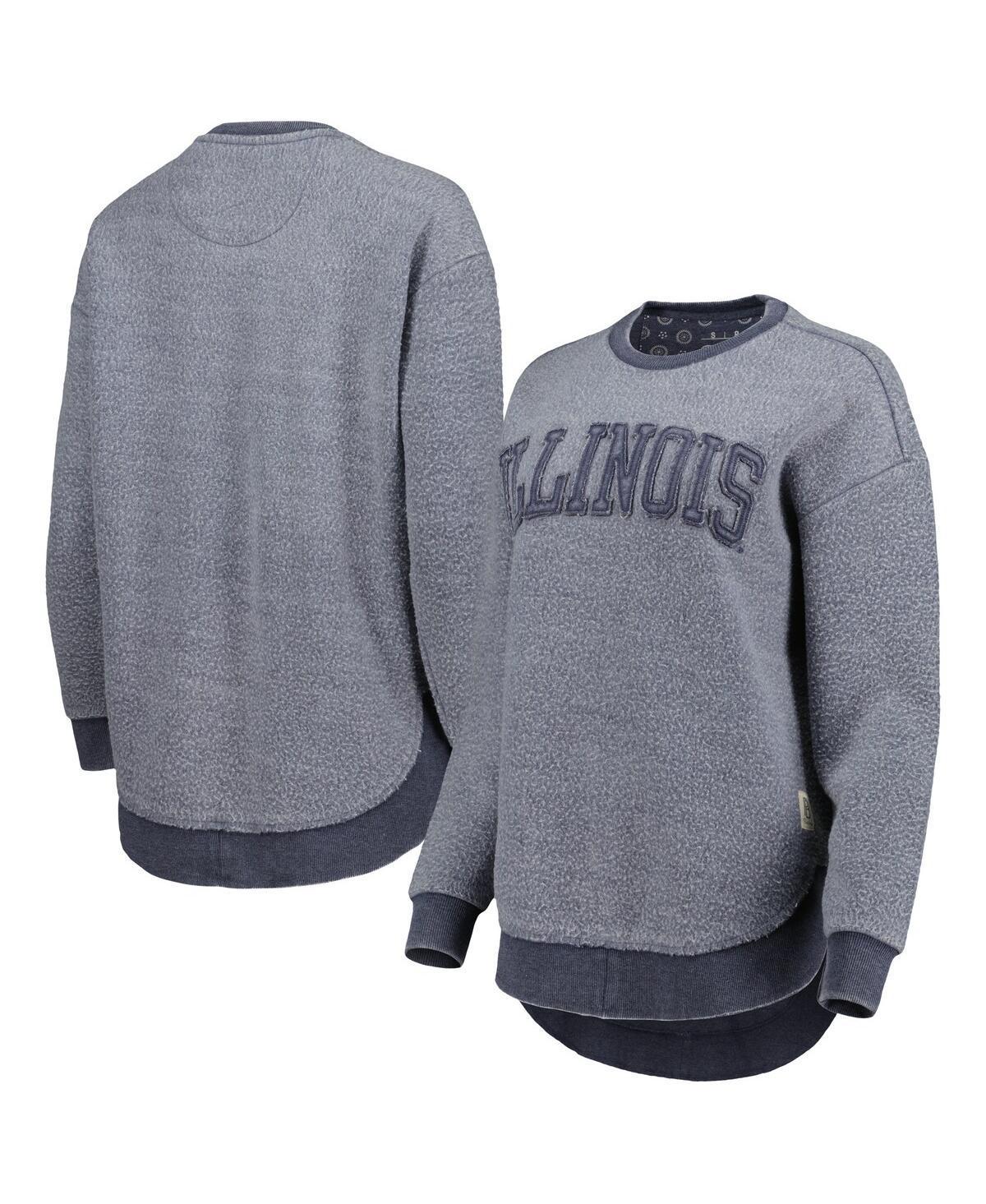 Womens Pressbox Illinois Fighting Illini Ponchoville Pullover Sweatshirt Blue Product Image