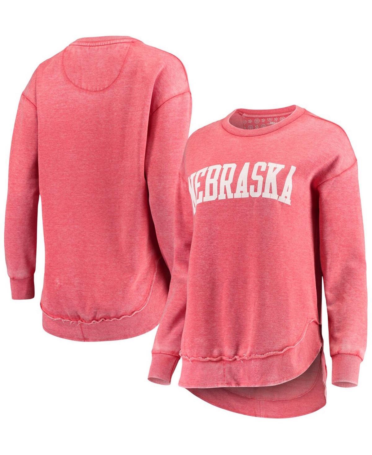 Womens Scarlet Nebraska Huskers Vintage-Like Wash Pullover Sweatshirt Product Image