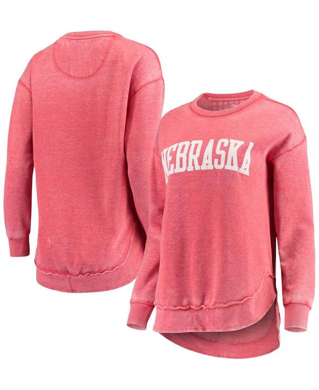 Womens Scarlet Nebraska Huskers Vintage-Like Wash Pullover Sweatshirt Product Image