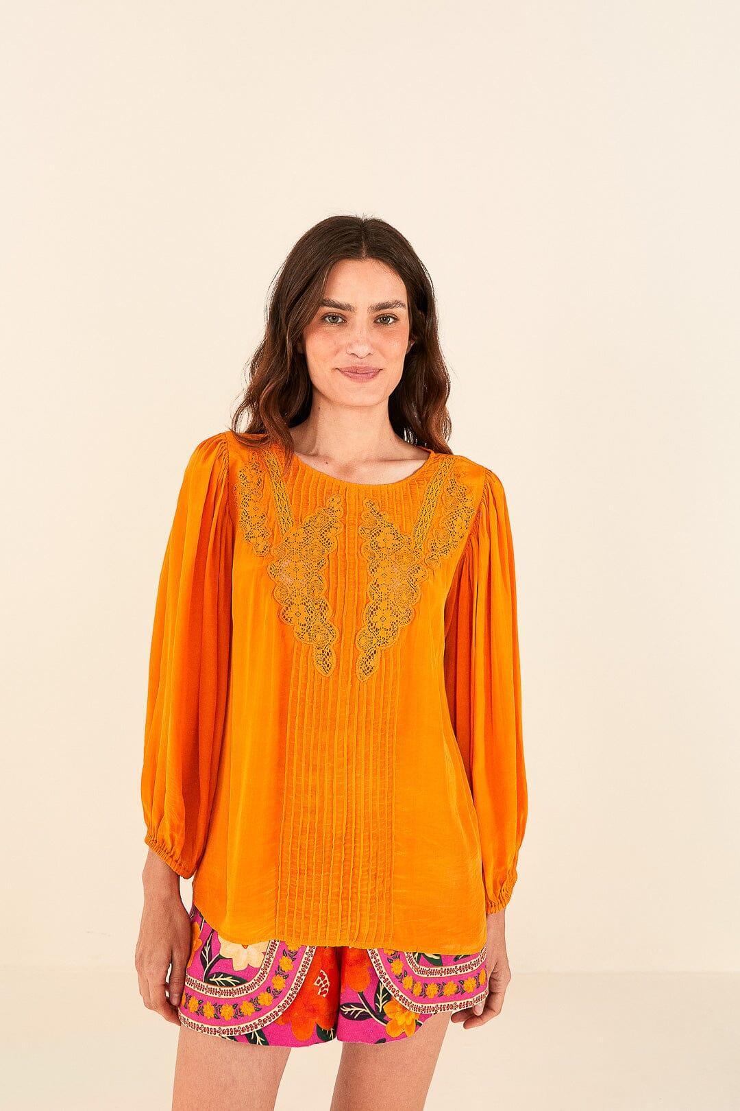 Orange Lace Blouse Product Image