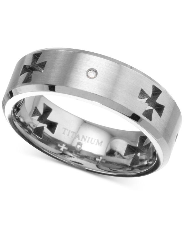 Mens Diamond Accent Cross Cutout Band in Titanium Product Image