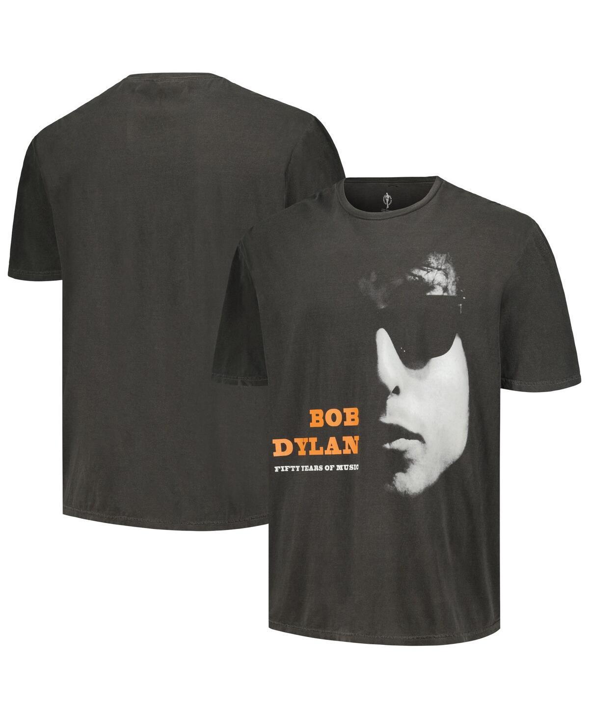 Mens Black Distressed Bob Dylan 50 Years Washed Graphic T-shirt product image