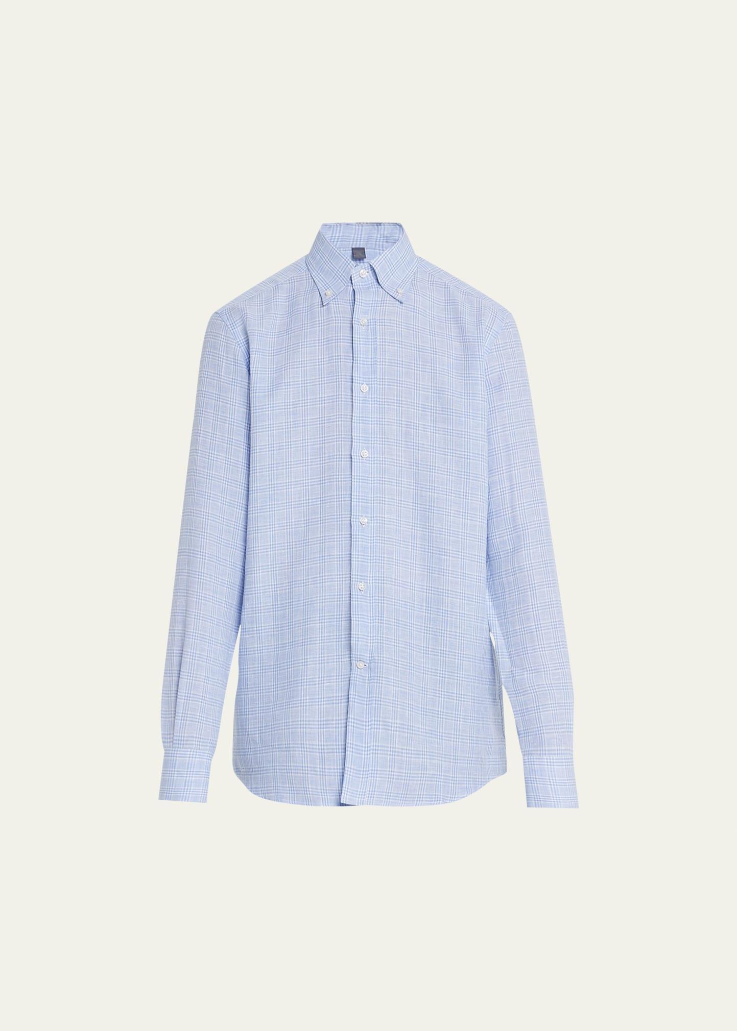 Mens Plaid Linen Sport Shirt Product Image