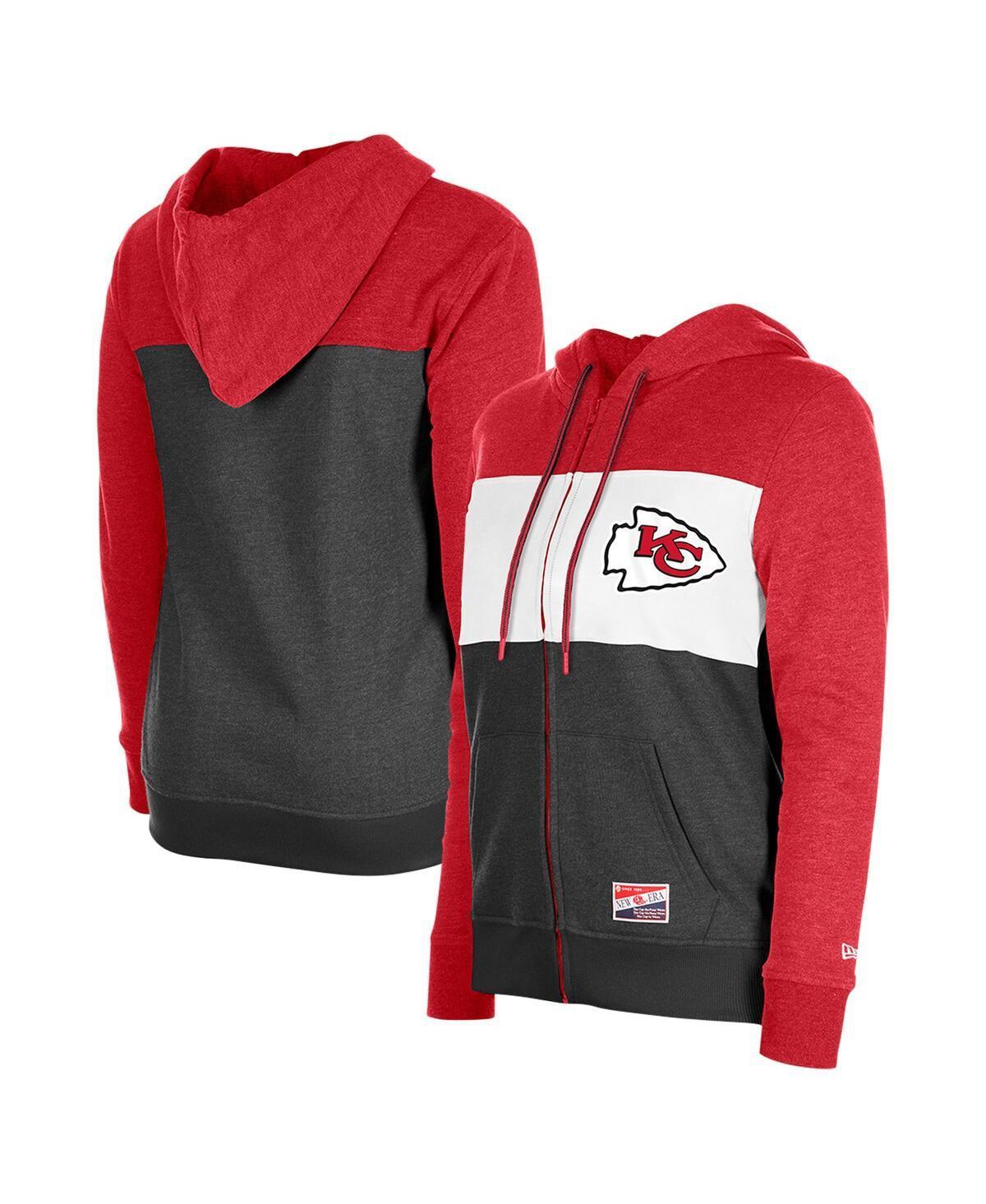 Womens New Era Kansas City Chiefs Color-Block Full-Zip Hoodie Product Image