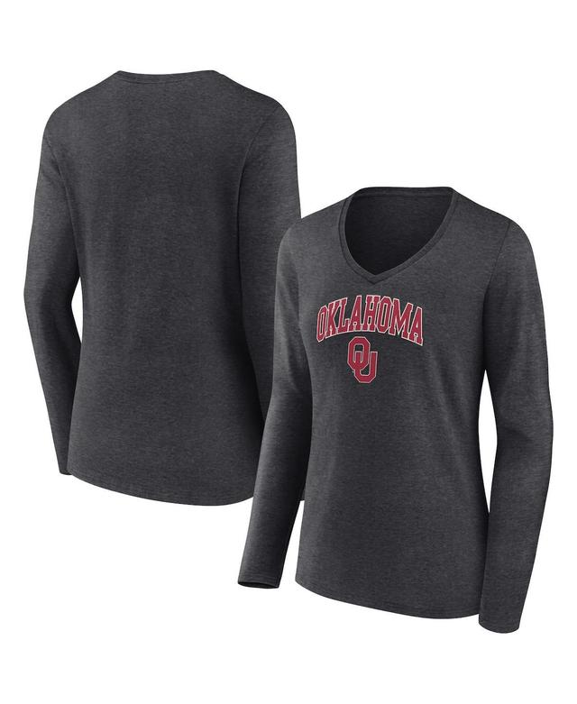 Womens Fanatics Branded Black Alabama Crimson Tide Evergreen Campus Long Sleeve V-Neck T-Shirt Product Image