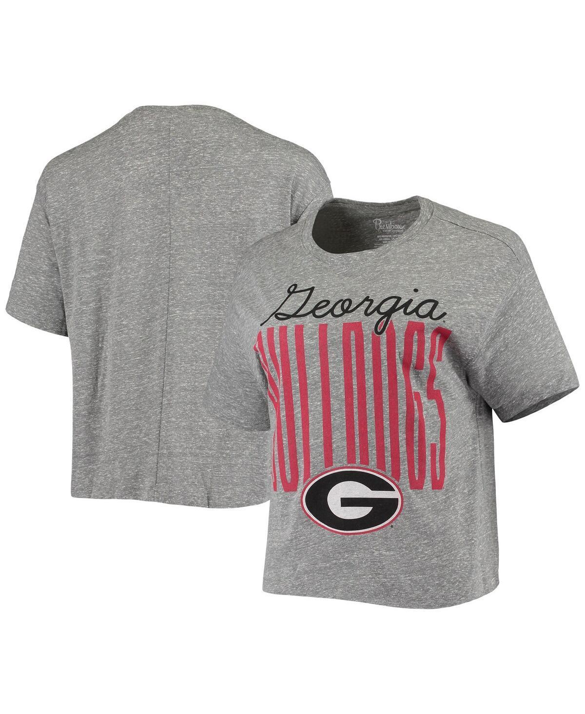 Womens Pressbox Heathered Gray Georgia Bulldogs Sanibel Knobi Crop T-shirt Product Image