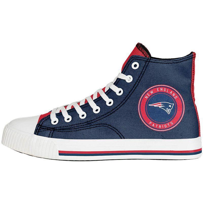 Mens FOCO New England Patriots High Top Canvas Sneakers Blue Product Image